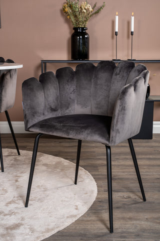 Estelle runt Matbord - Svart / Vit marmor - ø106*H75+Limhamn - Stol - Grey Velvet_4