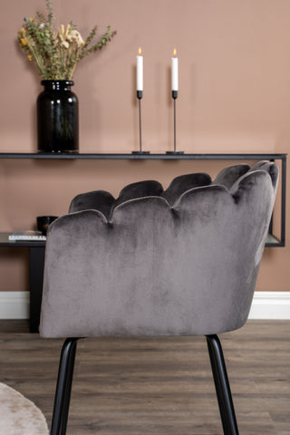 Estelle runt Matbord - Svart / Vit marmor - ø106*H75+Limhamn - Stol - Grey Velvet_4