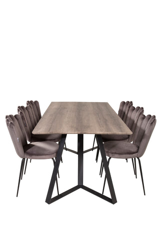 Venture Home Marina Matbord - Svart / Grå Ek - 180*90*H75+Limhamn Light - Stol - Grey Velvet_6