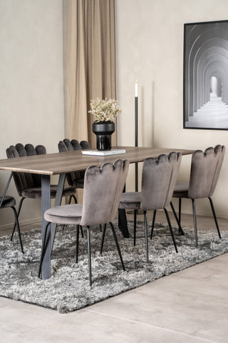Venture Home Marina Matbord - Svart / Grå Ek - 180*90*H75+Limhamn Light - Stol - Grey Velvet_6