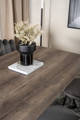 Venture Home Marina Matbord - Svart / Grå Ek - 180*90*H75+Limhamn Light - Stol - Grey Velvet_6