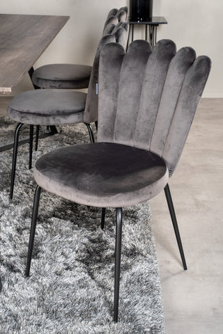 Venture Home Marina Matbord - Svart / Grå Ek - 180*90*H75+Limhamn Light - Stol - Grey Velvet_6
