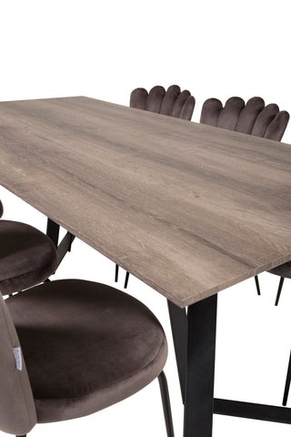 Venture Home Marina Matbord - Svart / Grå Ek - 180*90*H75+Limhamn Light - Stol - Grey Velvet_6