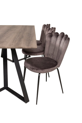 Venture Home Marina Matbord - Svart / Grå Ek - 180*90*H75+Limhamn Light - Stol - Grey Velvet_6
