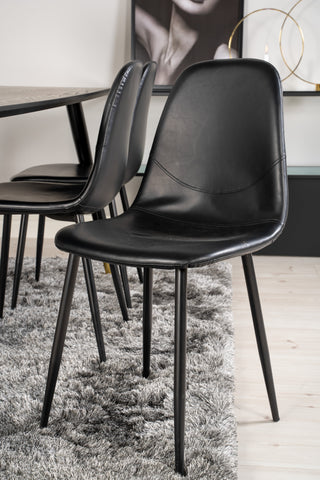 Venture Home Dipp Matbord - 180*90cm - Svart Faner / svarta ben m mässingsdipp +Polar Matstol - Svart / Svart PU _6