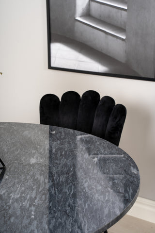 Estelle runt Matbord - Svart / Svart marmor - ø106*H75+Limhamn Light - Stol - Black Velvet_4