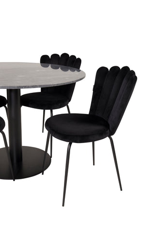 Estelle runt Matbord - Svart / Svart marmor - ø106*H75+Limhamn Light - Stol - Black Velvet_4
