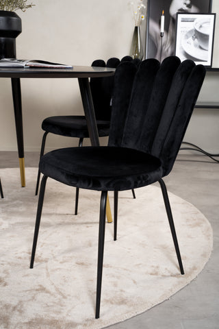 Dipp Matbord - 115cm - Svart fanér / svarta ben m mässingsdipp +Limhamn Light - Stol - Black Velvet_4