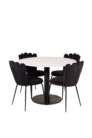Razzia Matbord 106cm - Vit Terazzo / Svart+Limhamn Light - Stol - Black Velvet_4