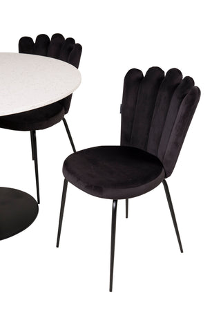 Razzia Matbord 106cm - Vit Terazzo / Svart+Limhamn Light - Stol - Black Velvet_4