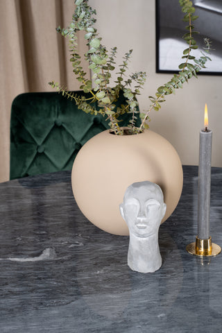 Estelle runt Matbord - Svart / Svart marmor - ø106*H75+Velvet Lyx Matstol - Matt Mässing / Mossgrön Sammet_4