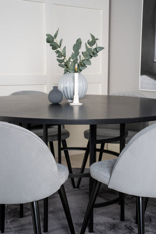 Venture Home Köpenhamn - Matbord runt - Svart / Svart+Velvet matstol - Manchester - Svart / Ljusgrå_6
