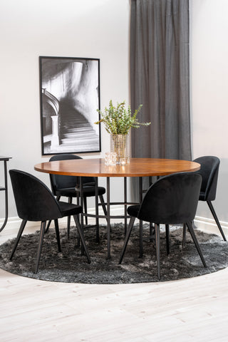 Köpenhamn - Matbord runt - Brun / Svart+Velvet Matstol - Svart / Svart S