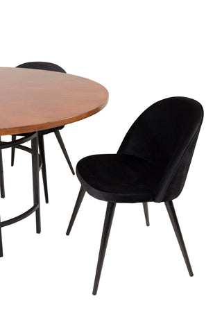 Köpenhamn - Matbord runt - Brun / Svart+Velvet Matstol - Svart / Svart S