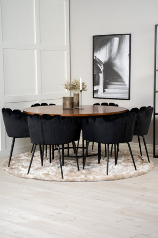 Venture Home Köpenhamn - Matbord runt - Brun / Svart+Limhamn - Stol - Black Velvet_6