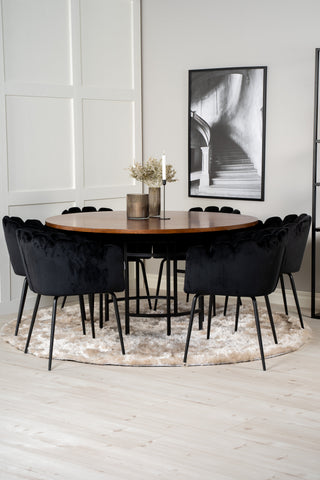 Venture Home Köpenhamn - Matbord runt - Brun / Svart+Limhamn - Stol - Black Velvet_6