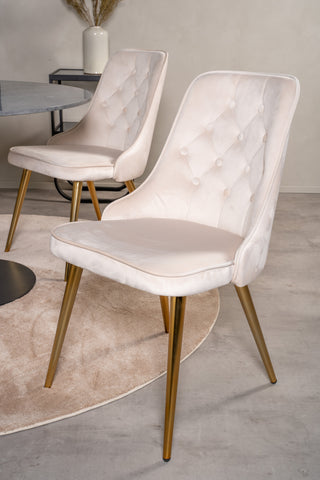 Estelle runt Matbord - Svart / Svart marmor - ø106*H75+Velvet Deluxe Dining Chair - Borstad mässingsben / Beige Velvet_4