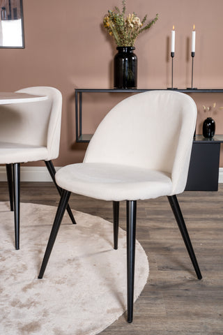 Estelle runt Matbord - Svart / Vit marmor - ø106*H75+Velvet Dining Chair - Bla