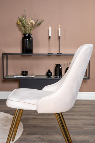 Estelle runt Matbord - Svart / Vit marmor - ø106*H75+Velvet Deluxe Dining Chair - Borstad mässingsben / Beige Velvet_4