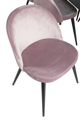 Venture Home Guld Förlängningsbord - 180/220*85*H76 Svart fanér - Svarta ben - Mässingsdetaljer+matsalsstol i sammet - Rosa / Svart_6