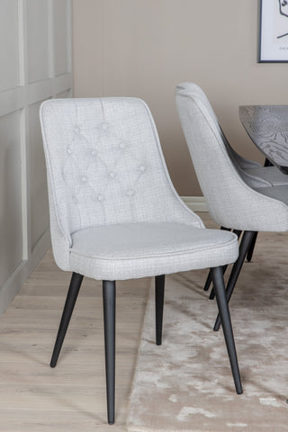Venture Home Guld Förlängningsbord - 180/220*85*H76 Svart Faner - Svarta ben - Mässingsdetaljer+Velvet Deluxe Matstol - Svarta Ben - Ljusgrå Tyg_6