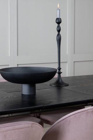 Venture Home Guld Förlängningsbord - 180/220*85*H76 Svart Faner - Svarta ben - Mässingsdetaljer+Matsalsstol i sammet Manchester - Rosa / Svart_6