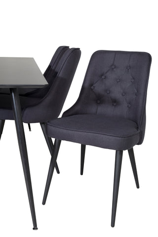 Venture Home Silar Matbord - 180 cm - Svart Melamin / Svarta Ben+Velvet Deluxe Matstol - Svarta Ben - Svart Tyg_6