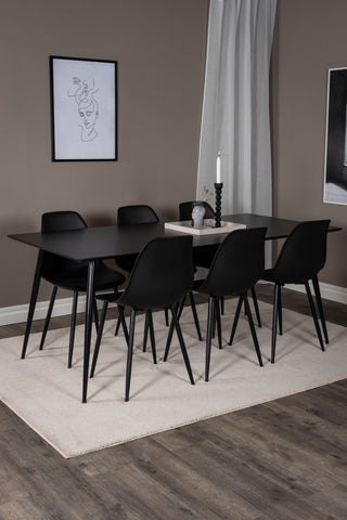 Venture Home Silar Matbord - 180 cm - Svart Melamin / Svarta Ben+Polar Matstol i plast - Svarta Ben / Svart Plast_6