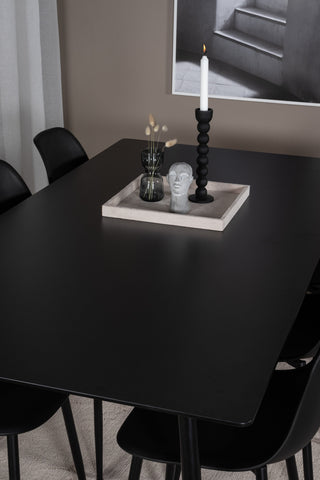 Venture Home Silar Matbord - 180 cm - Svart Melamin / Svarta Ben+Polar Matstol i plast - Svarta Ben / Svart Plast_6