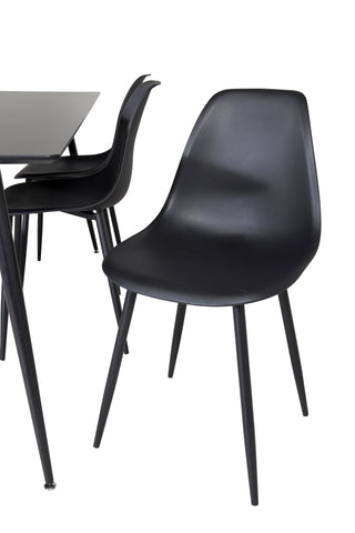Venture Home Silar Matbord - 180 cm - Svart Melamin / Svarta Ben+Polar Matstol i plast - Svarta Ben / Svart Plast_6