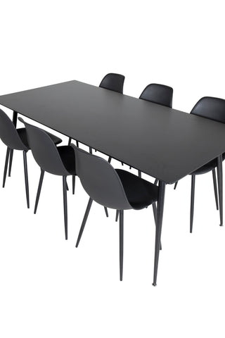 Venture Home Silar Matbord - 180 cm - Svart Melamin / Svarta Ben+Polar Matstol i plast - Svarta Ben / Svart Plast_6