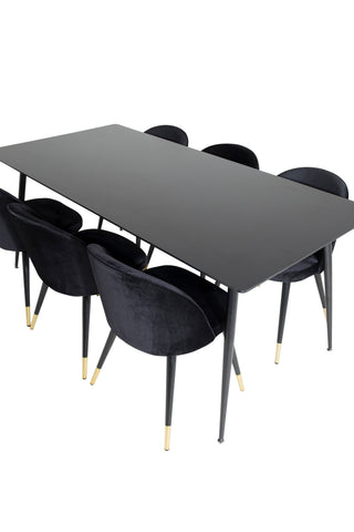 Venture Home Silar Matbord - 180 cm - Svart Melamin / Svarta Ben + Matstol i sammet Mässing - Svart / Svart_6