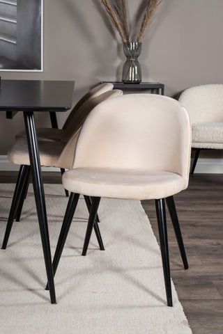 Venture Home Silar Matbord - 180 cm - Svart Melamin / Svarta Ben + Matstol i sammet - Beige / Svart_6