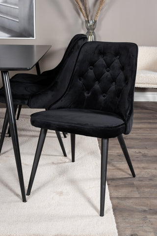 Venture Home Silar Matbord - 180 cm - Svart Melamin / Svarta Ben+Velvet Deluxe Matstol - Svart / Svart_6