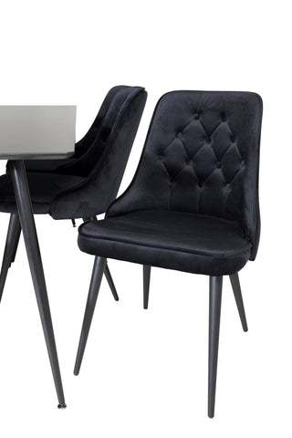 Venture Home Silar Matbord - 180 cm - Svart Melamin / Svarta Ben+Velvet Deluxe Matstol - Svart / Svart_6