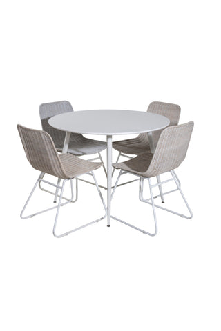 Plaza Runt Bord 100 cm - Vit skiva / Vita Ben+Cirebon Matstol - White Wash_4