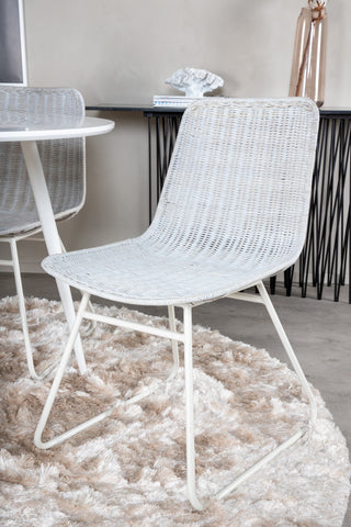 Plaza Runt Bord 100 cm - Vit skiva / Vita Ben+Cirebon Matstol - White Wash_4