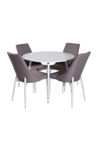 Plaza Runt bord 100 cm - Vit skiva / Vita ben +Leone 2.0 Polargrå - Vita ben _4
