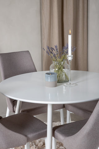 Plaza Runt bord 100 cm - Vit skiva / Vita ben +Leone 2.0 Polargrå - Vita ben _4