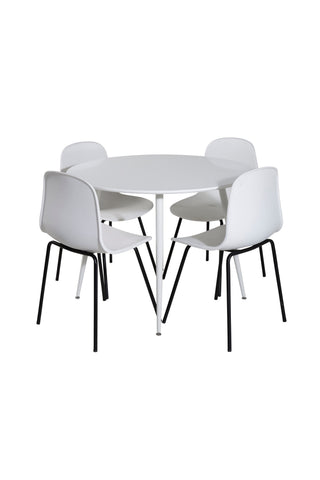 Plaza Runt bord 100 cm - Vit skiva / Vita ben+Arctic Dining Chair - Svarta ben - Vit plast_4