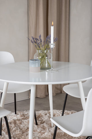Plaza Runt bord 100 cm - Vit skiva / Vita ben+Arctic Dining Chair - Svarta ben - Vit plast_4