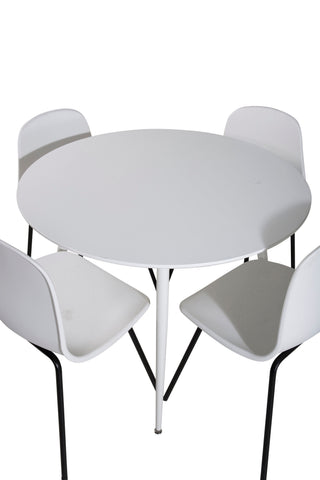 Plaza Runt bord 100 cm - Vit skiva / Vita ben+Arctic Dining Chair - Svarta ben - Vit plast_4