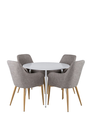 Plaza Runt Bord 100 cm - Vit skiva / Vita Ben +Comfort - Matstol - Ek/Ljusgrå _4