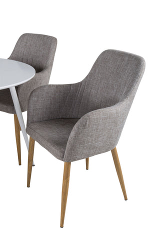 Plaza Runt Bord 100 cm - Vit skiva / Vita Ben +Comfort - Matstol - Ek/Ljusgrå _4