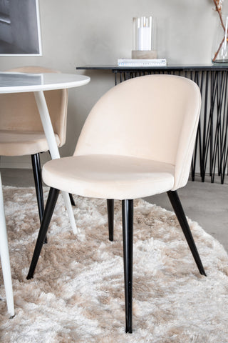 Plaza runt bord 100 cm - Vit skiva / Vita ben+matplatsstol i sammet - Beige / Svart_4
