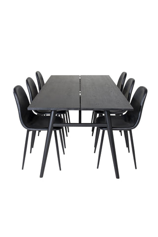 Venture Home Elegant förlängningsbord Svart Borstad - 195*95+Polar Matstol - Svart / Svart_6
