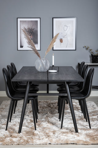 Venture Home Elegant förlängningsbord Svart Borstad - 195*95+Polar Matstol - Svart / Svart_6