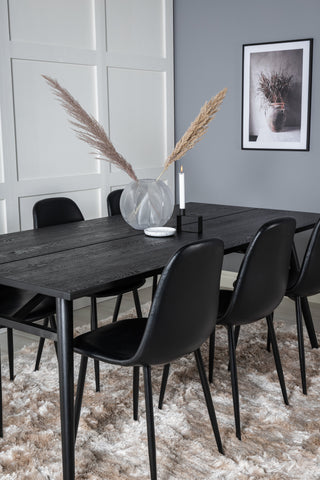 Venture Home Elegant förlängningsbord Svart Borstad - 195*95+Polar Matstol - Svart / Svart_6