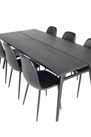 Venture Home Elegant förlängningsbord Svart Borstad - 195*95+Polar Matstol - Svart / Svart_6