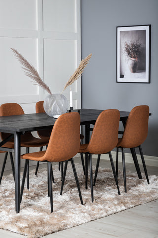 Venture Home Elegant förlängningsbord Svart Borstad - 195*95+Polar Matstol - Brun / Svart _6
